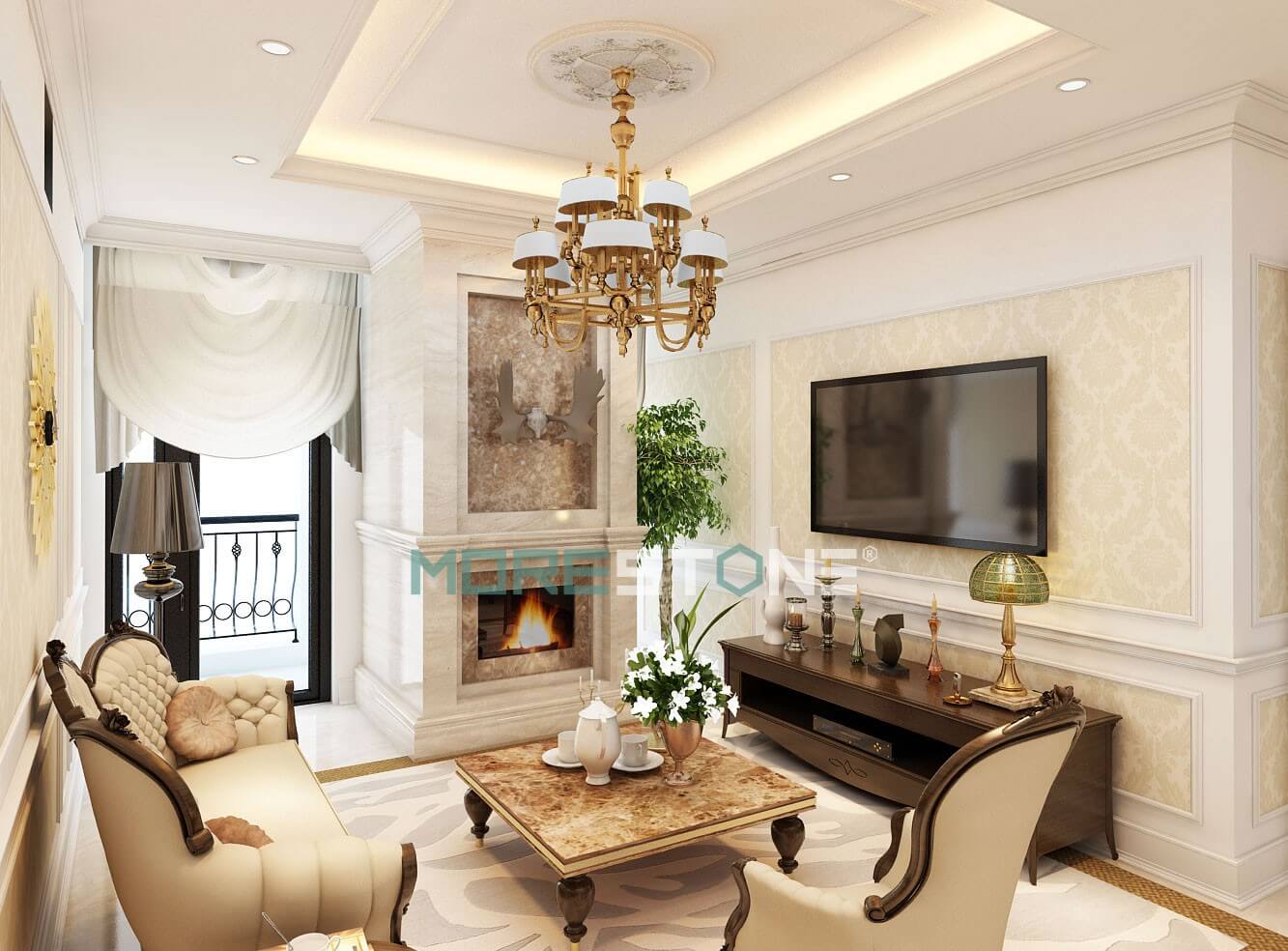đá ốp tường phòng khách