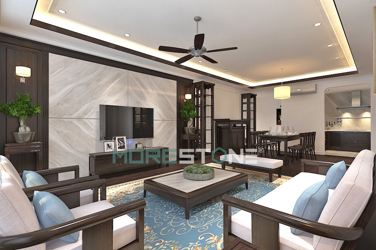 đá ốp tường phòng khách