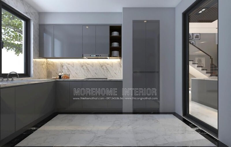 Đá ốp tường bếp vân mây đẹp sang trọng sẽ là lựa chọn tuyệt vời cho không gian bếp hiện đại.