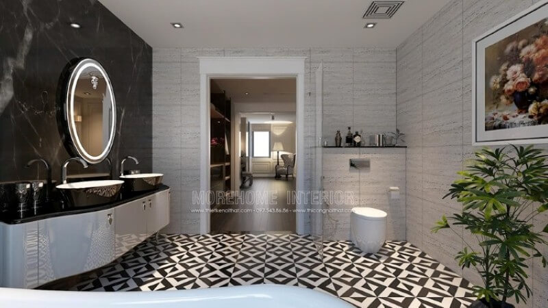 Đá ốp tường nhân tạo cao cấp màu đen cho phòng tắm đang là xu hướng ưa chuộng của nhiều khách hàng đá ốp tường phòng tắm