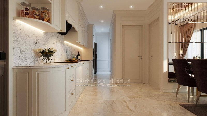 Mẫu đá ốp tường bếp vân mây ấn tượng đá vân mây
