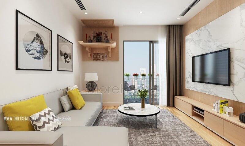 Vách ốp tường đá nhân tạo vân mây được coi là điểm nhấn ấn tượng tạo nên sự tinh tế của khu vực tiếp khách đá vân mây