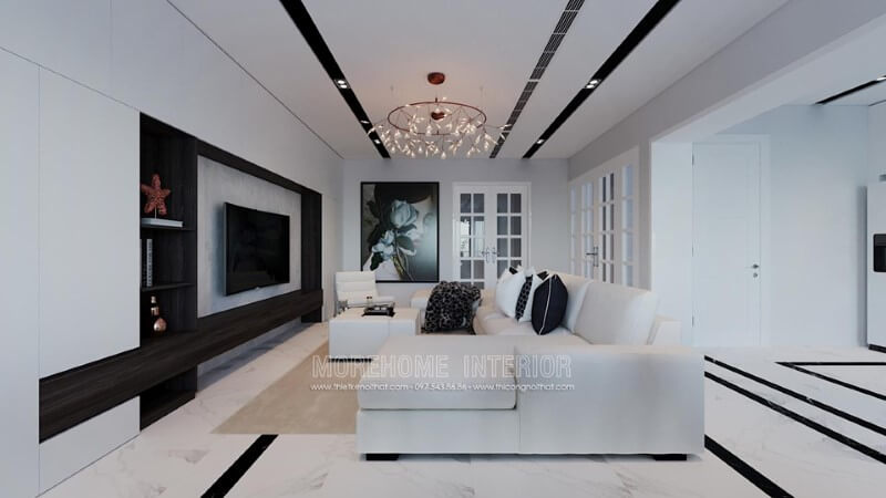 Mẫu Sofa vải màu trắng cho phòng khách