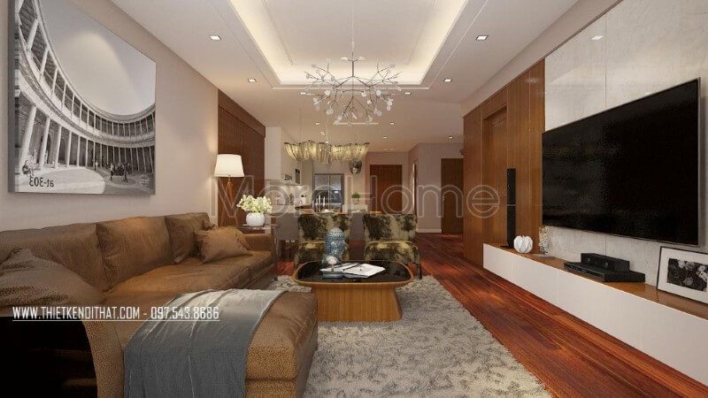 Đá ốp tường phòng khách được coi là điểm nhấn ấn tượng nổi bật cho không gian phòng khách