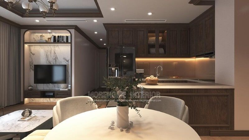 Tủ bếp chung cư có phong cách hiện đại.