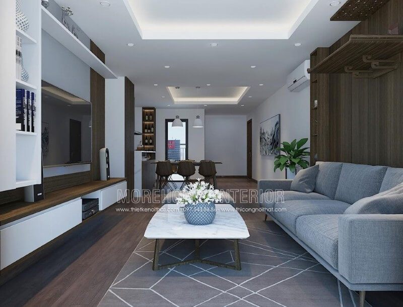 Bàn trà mặt đá nhân tạo có màu trắng tinh khiến cho nó rất đẹp mắt.