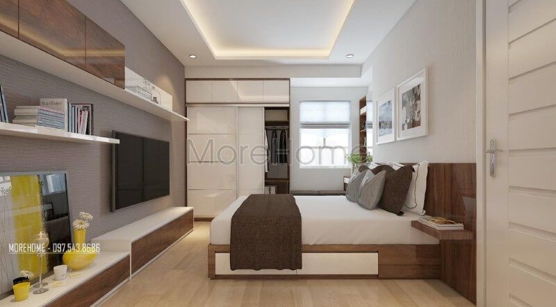 Gia chủ đã chọn giấy dán tường Hàn Quốc đơn sắc để làm phục vụ cho việc trang trí không gian riêng tư của họ.