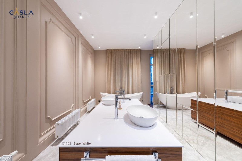 mặt bàn đá lavabo nhân tạo thạch anh